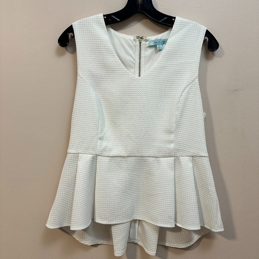 White peplum v-neck Bridal Top Size L